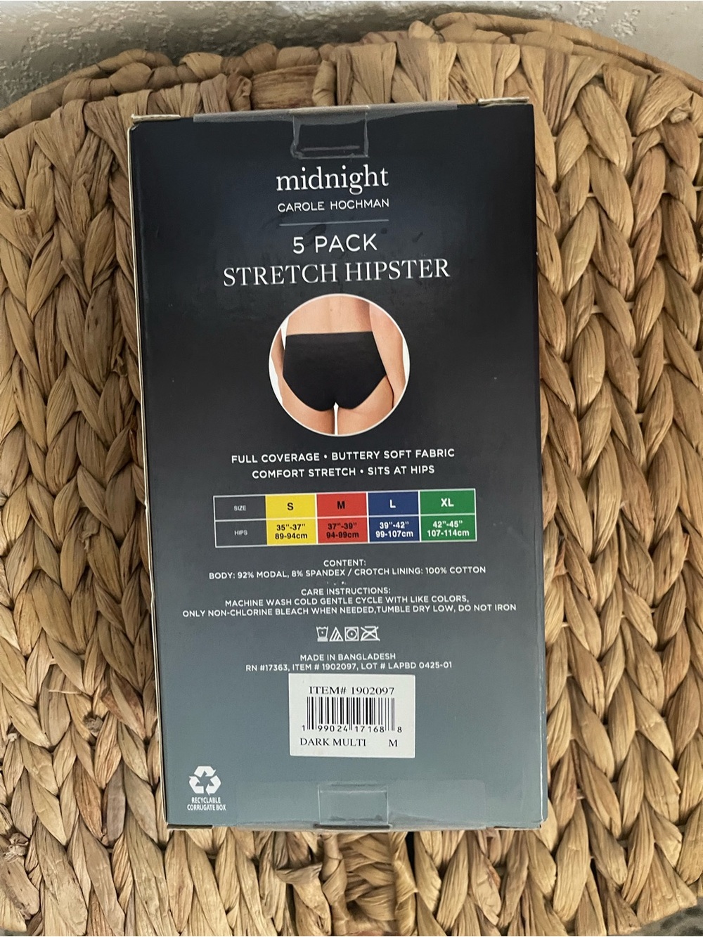 Midnight by Carole Hochman 5-Pack Stretch Hipster - Black & Dark Multi - Picture 2 of 2
